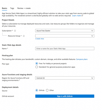 Azure Static Web Apps Setup